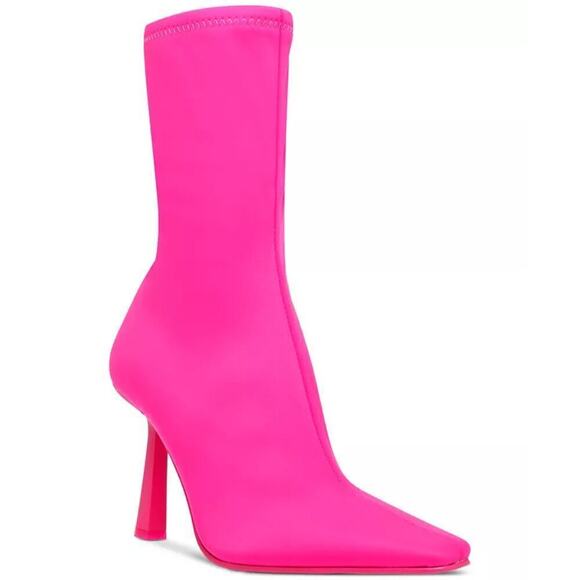 Steve Madden Vakay Pointed Toe Stiletto Sock Booties Hot Pink Women's Size 5.5M - Picture 1 of 10